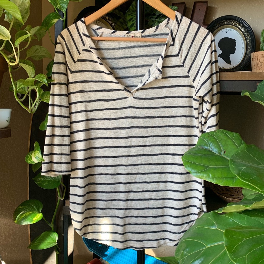 DONATED Stripped 3/4 Sleeve Henley